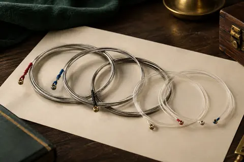 Jeu de cordes nylon Fender pour guitare classique, avec enroulements argentés et extrémités à boule