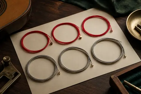 Jeu de cordes La Bella 820 pour guitare flamenca, aigus en nylon rouge et basses plaquées argent